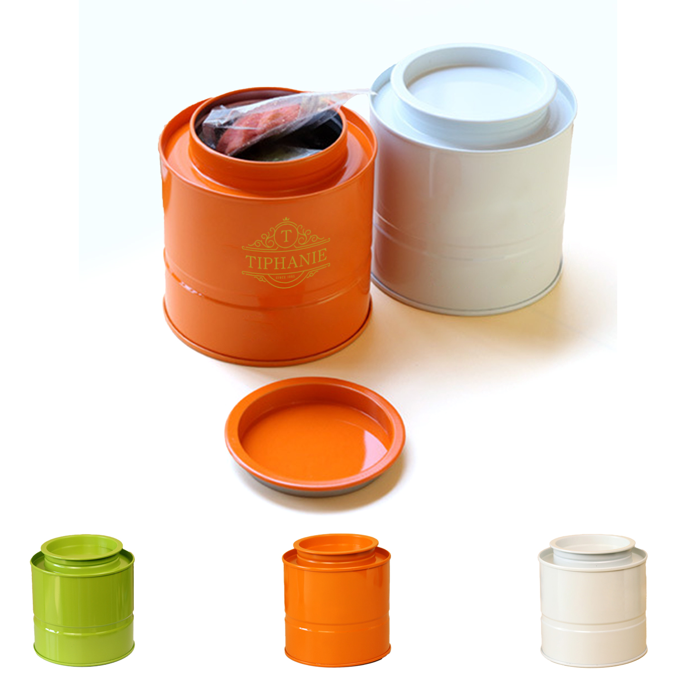 Cylinder Tin Tea Canister1