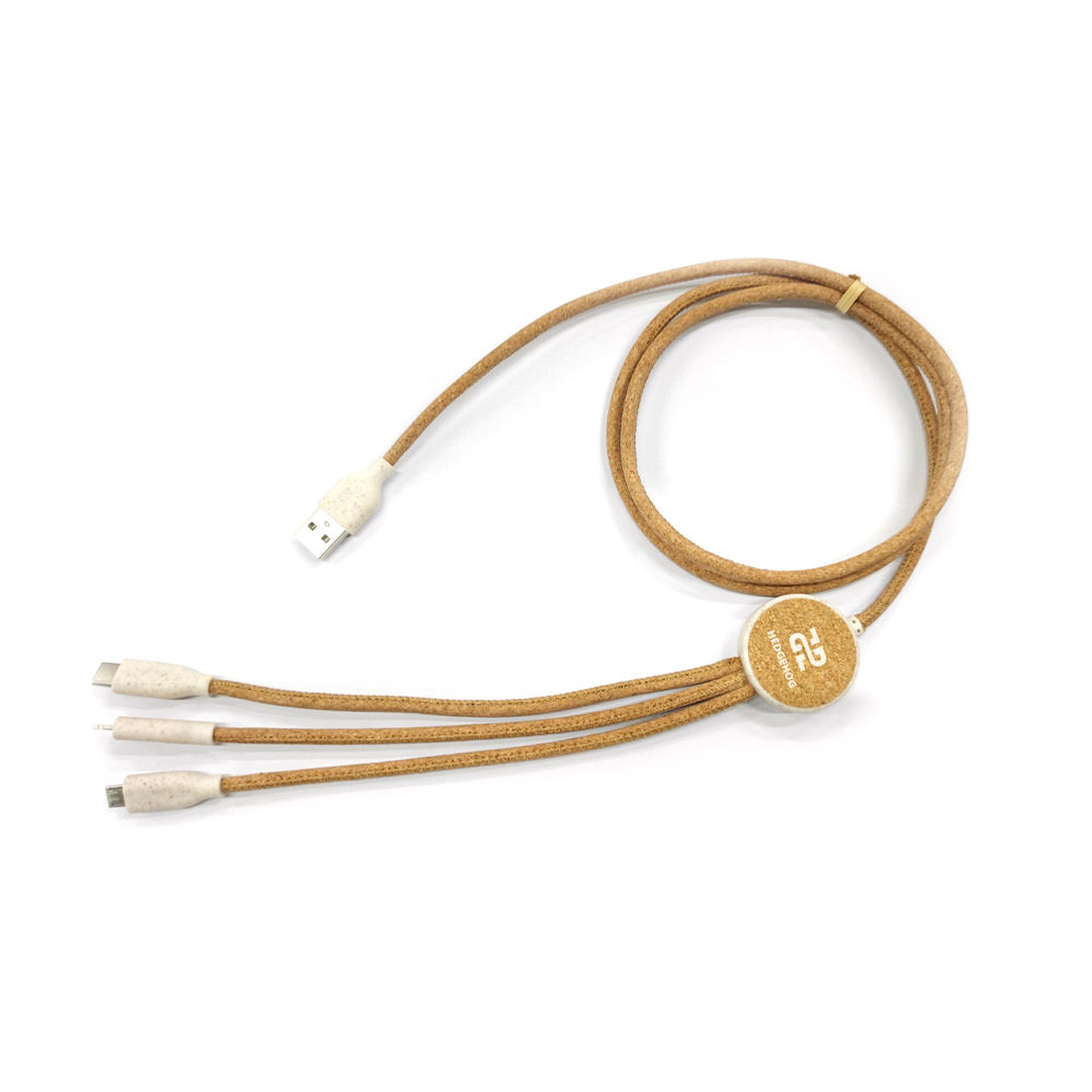 3 In 1 Wheat Straw And Cork Charging Cables1