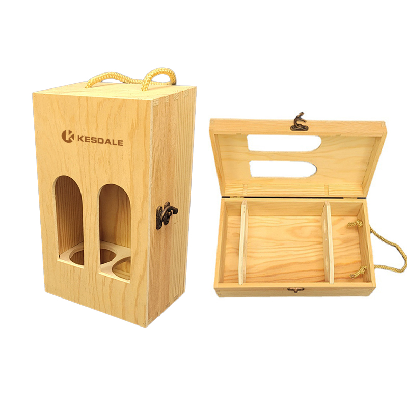 Wooden Double Wine Bottle Gift Box