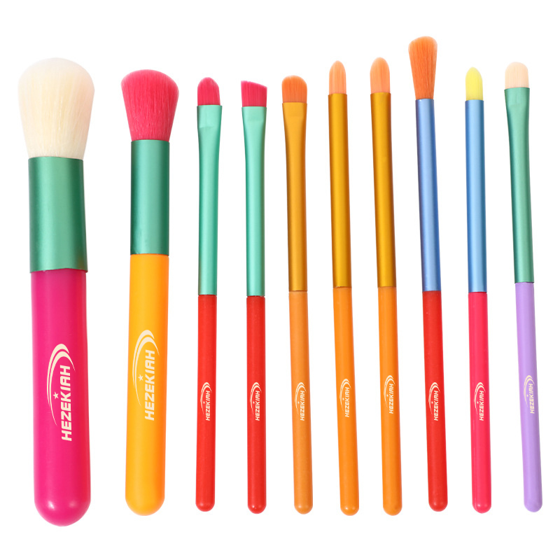 10 Pcs Colourful Makeup Brushes