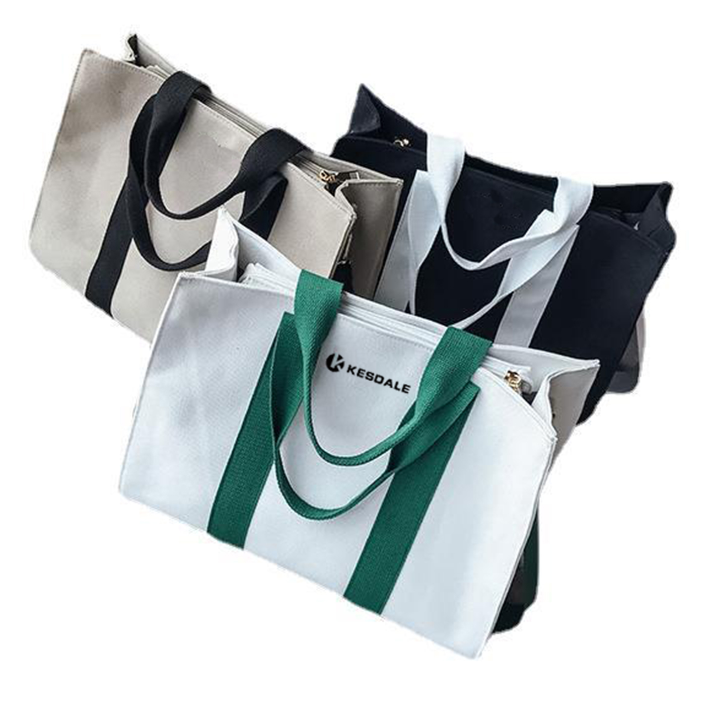 Vertical Stripe Canvas Tote Bag