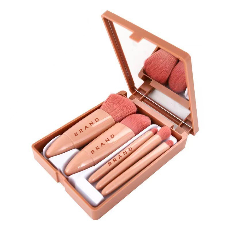 5 Pcs Makeup Brush Set With Mirror