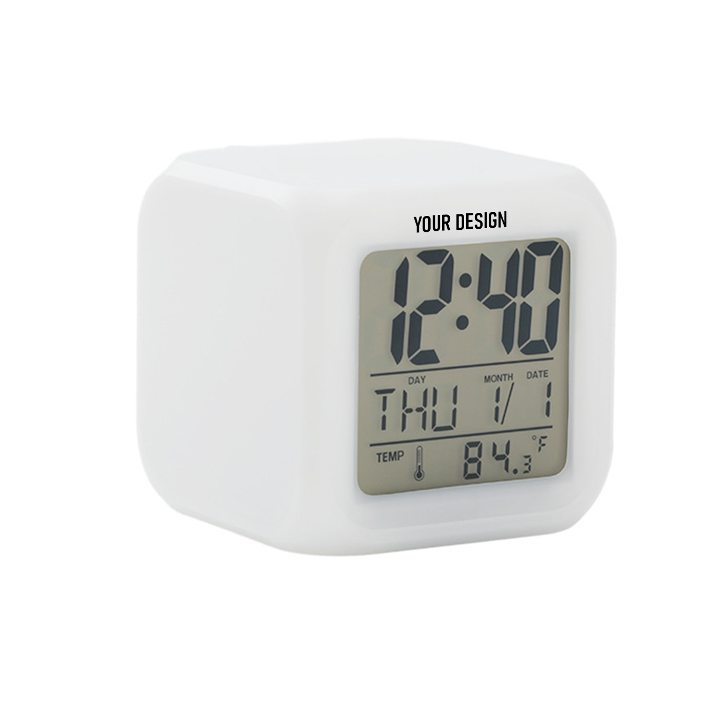 7 Color LED Table Cube Alarm Clock1