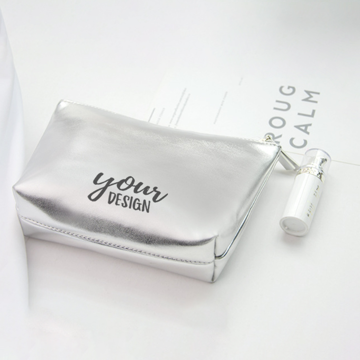 Silver Leather Cosmetic Bag2