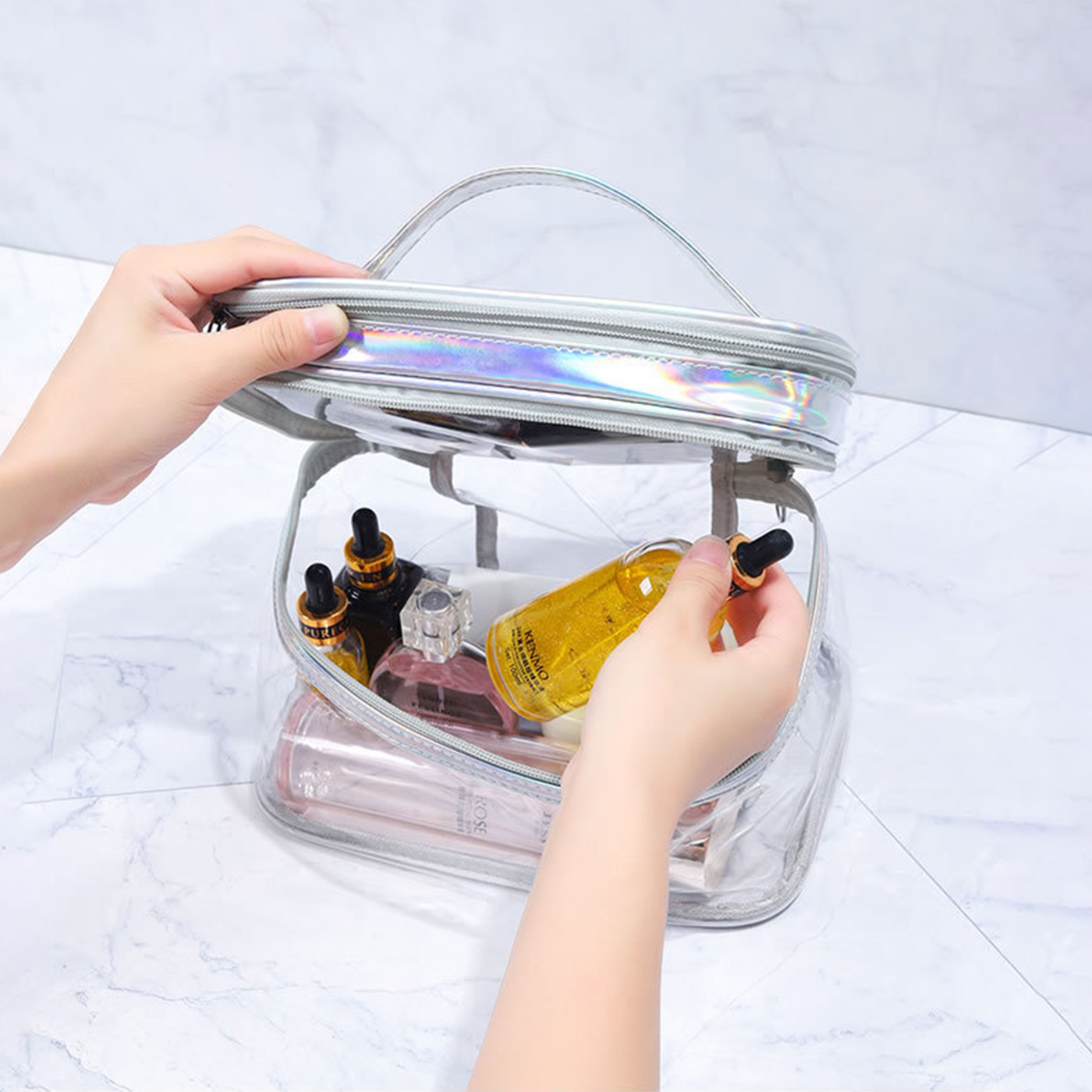 Clear PVC Double Layer Cosmetic Bag2