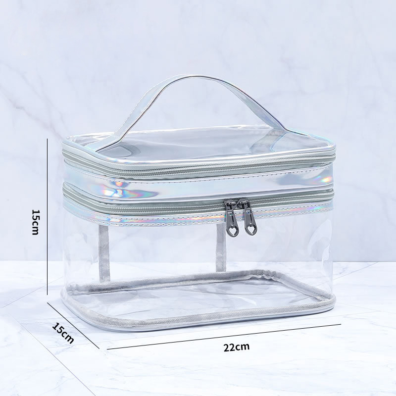 Clear PVC Double Layer Cosmetic Bag3