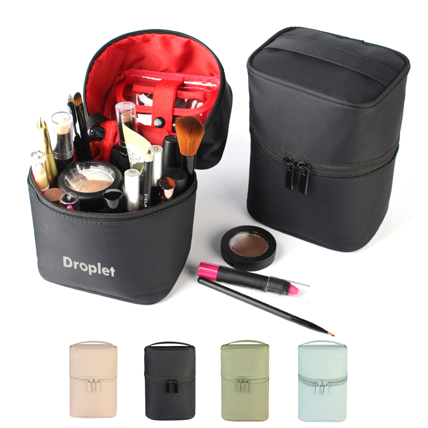 Portable Barrel Shape Cosmetic Bag