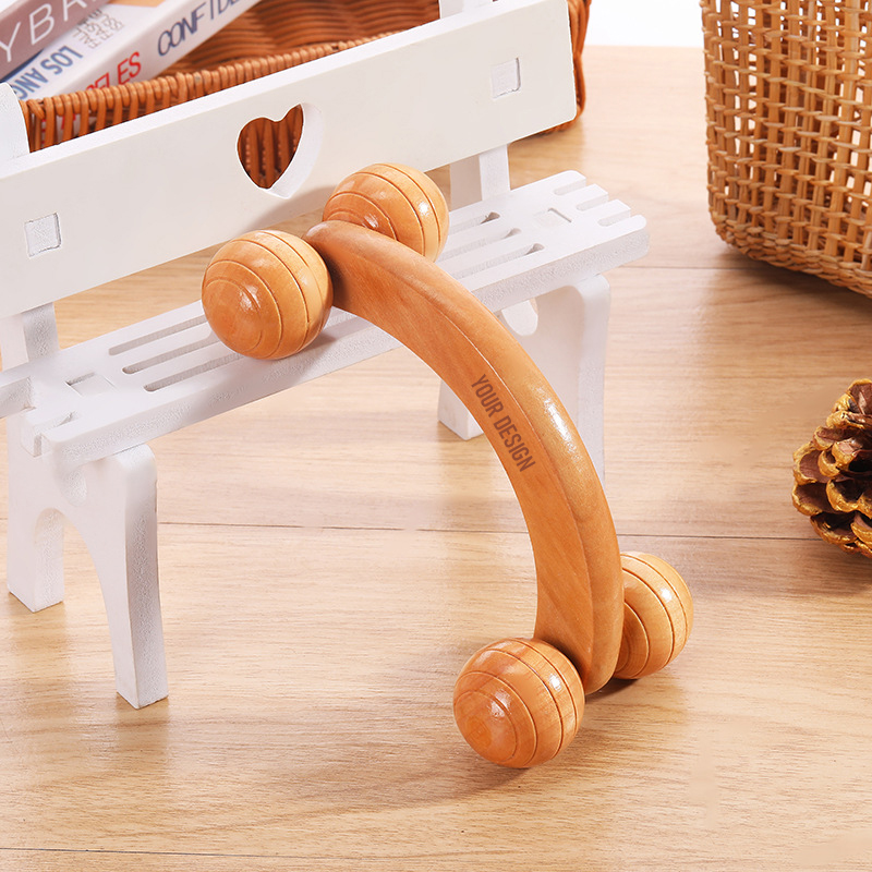 4-wheel Wooden Handheld Massager1