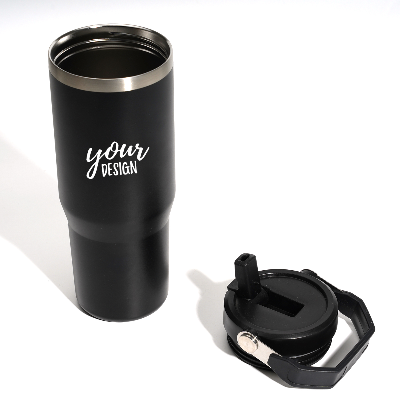 Insulated Travel Mug With Flip Straw And Handle1