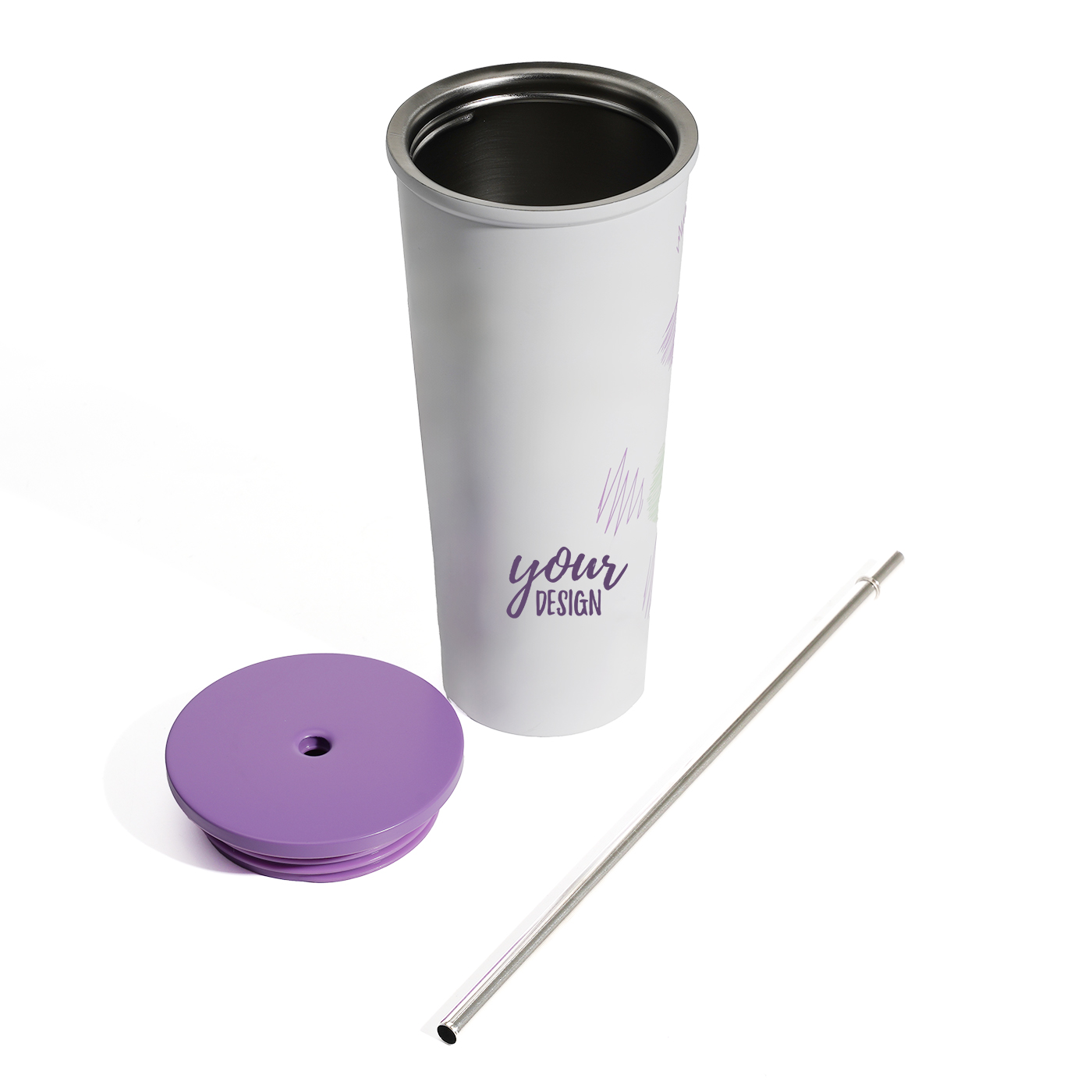 24 oz. Stainless Steel Coffee Cup With Straw1