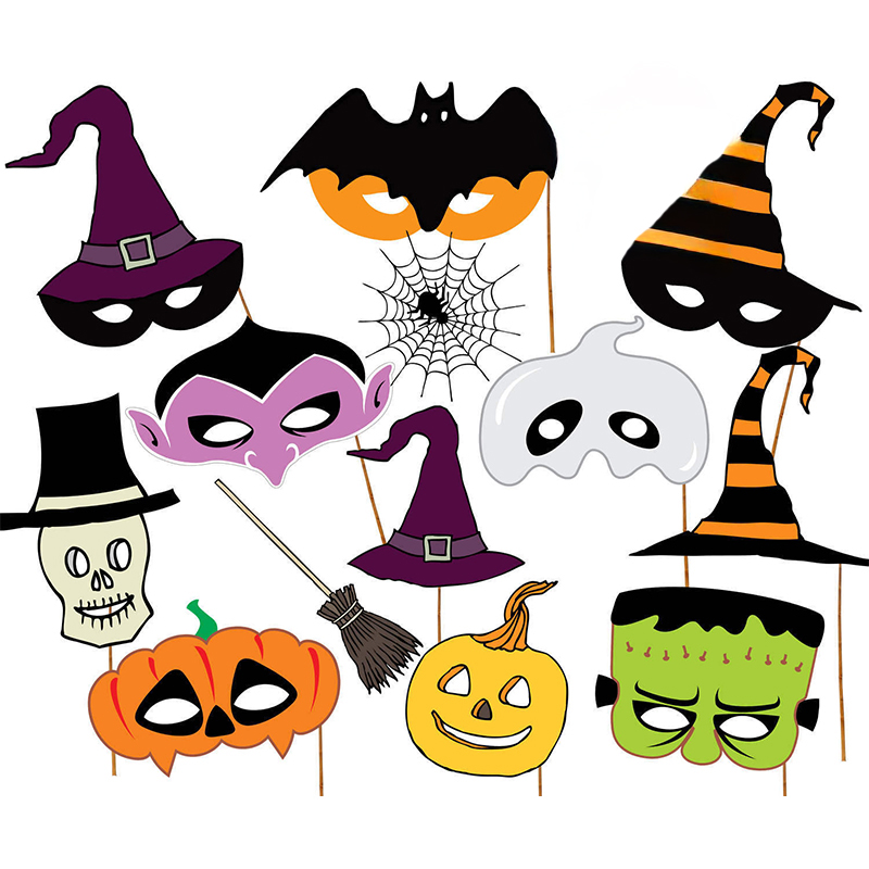 12 Pcs Halloween Photo Booth Props