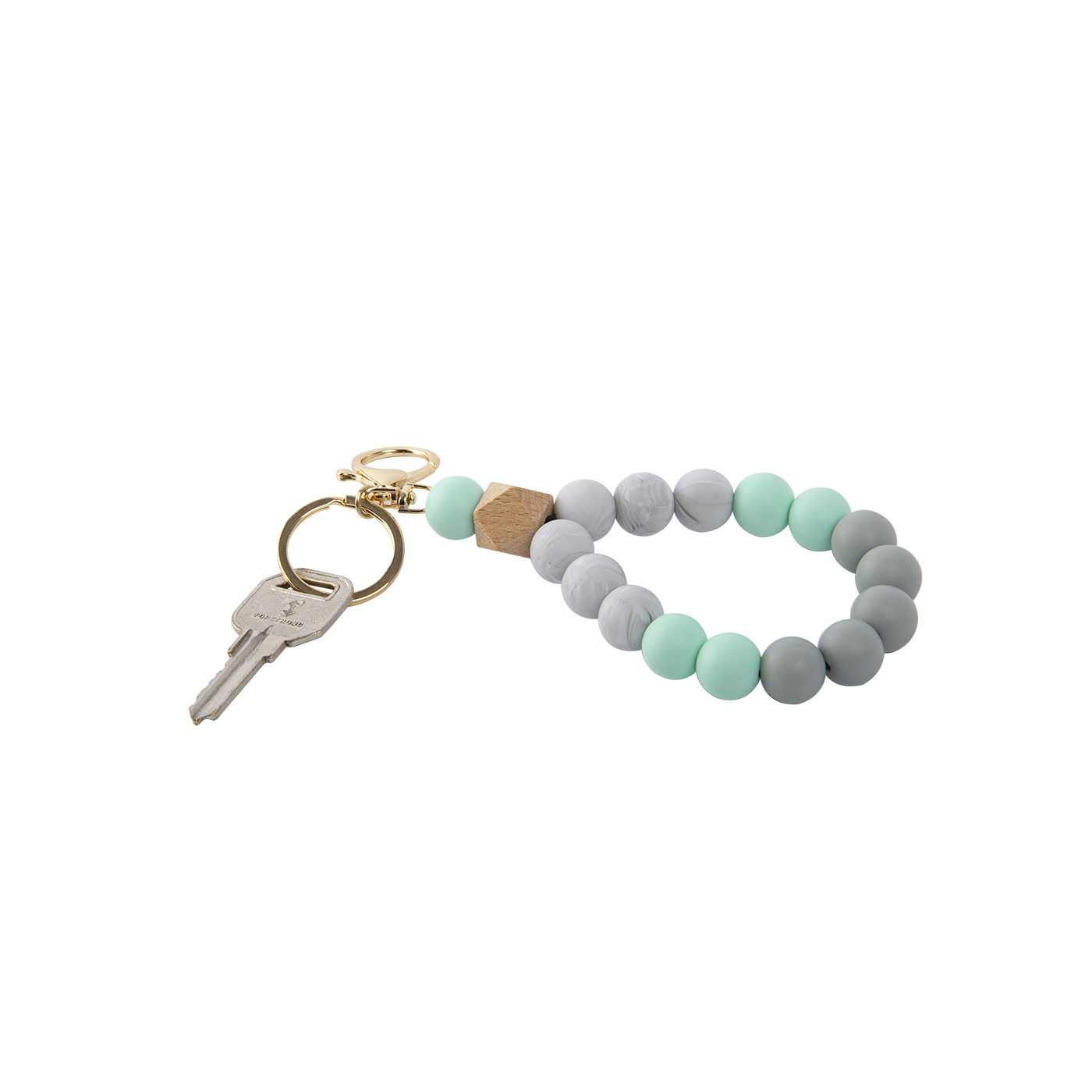 Unique Fashion Beaded Silicone Bracelet With Keychain1