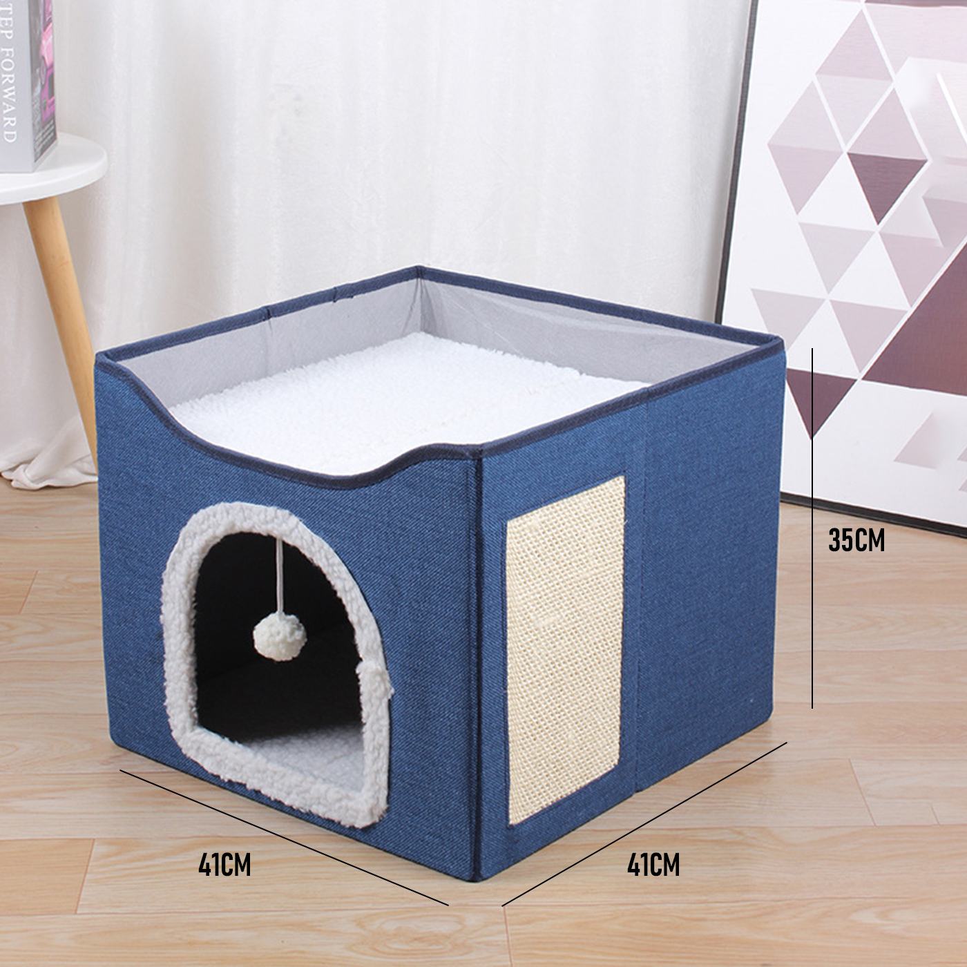 Cat House With Fluffy Ball And Scratcher1