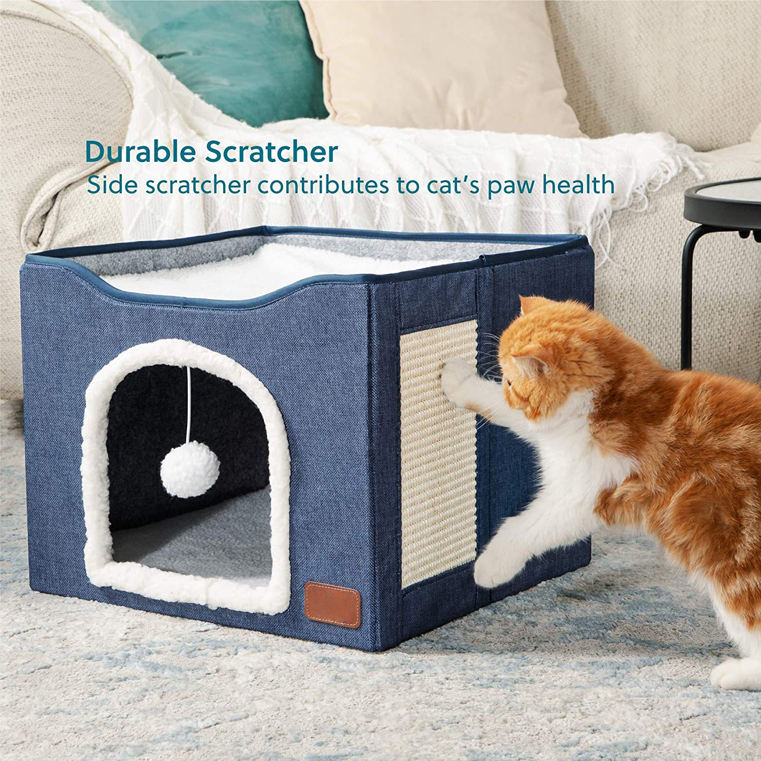 Cat House With Fluffy Ball And Scratcher2