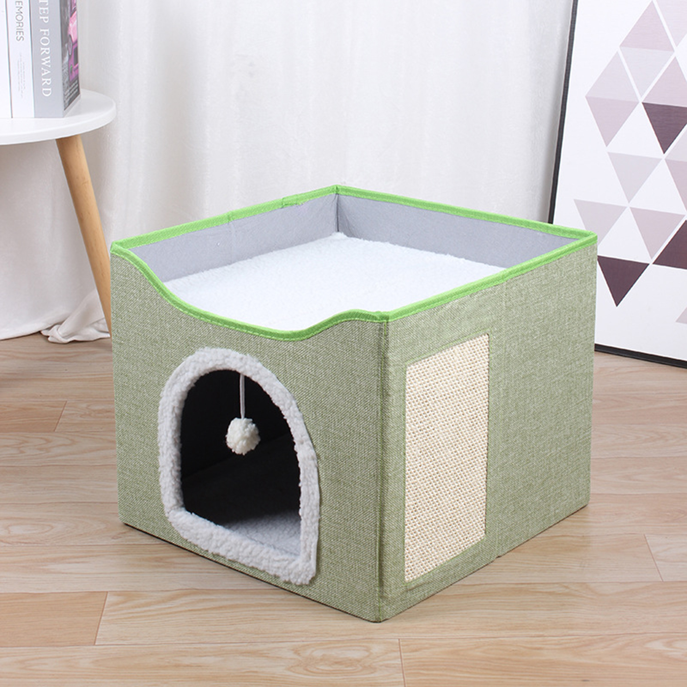 Cat House With Fluffy Ball And Scratcher3