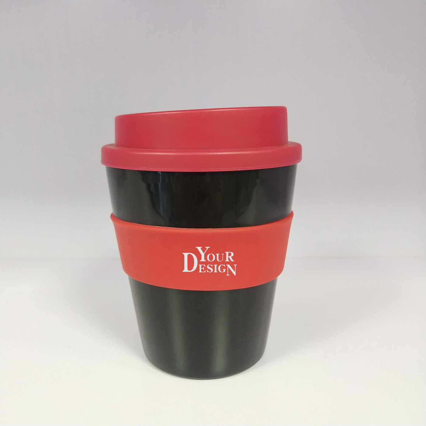 12oz. Plastic Coffee Cup With Silicone Sleeve1