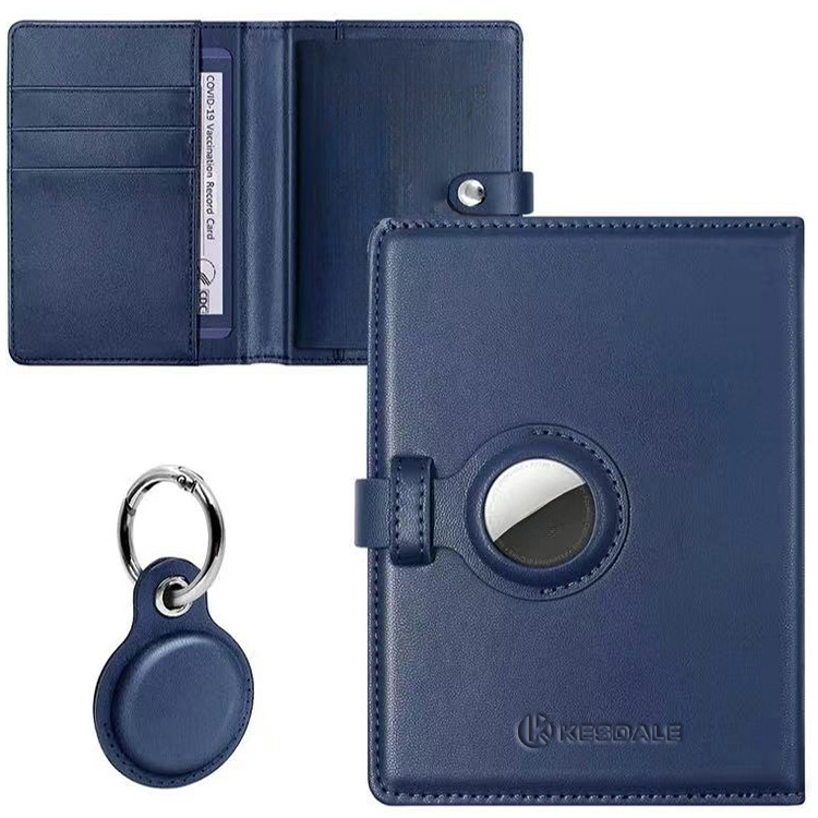 Genuine Leather Passport Holder With AirTag