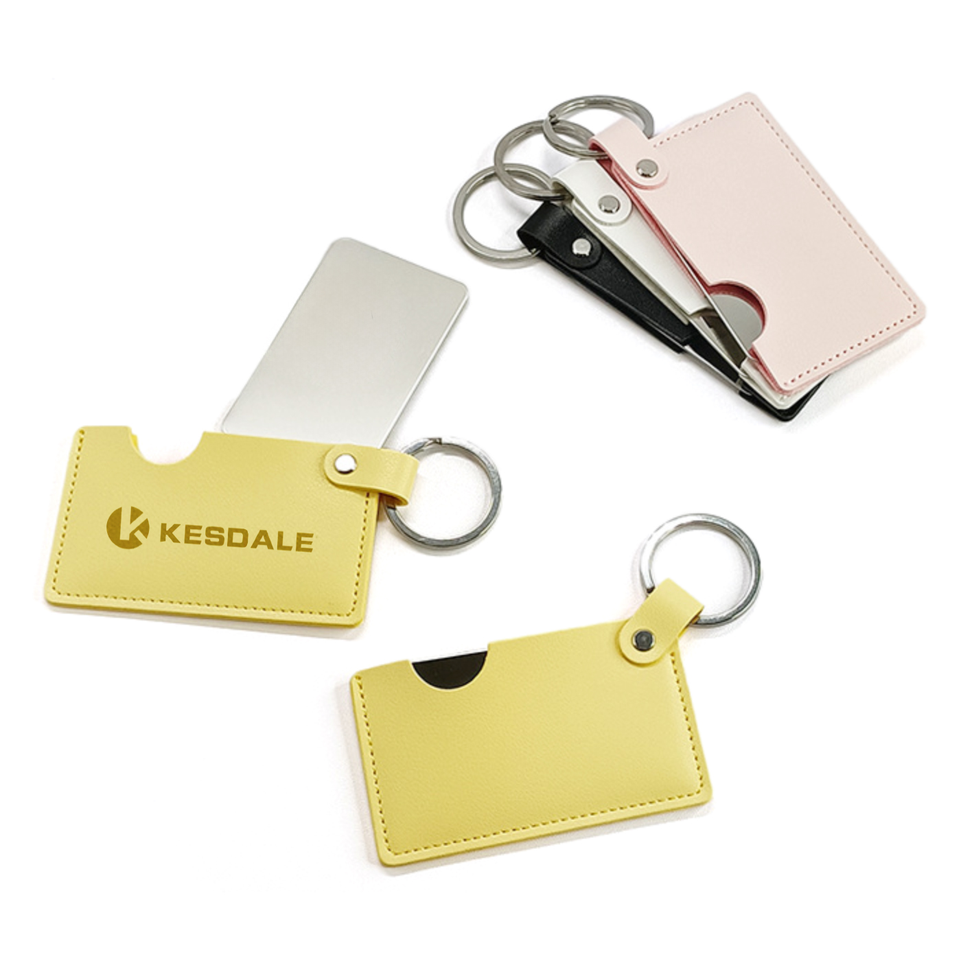 PU Leather Mini Mirror With Key Ring