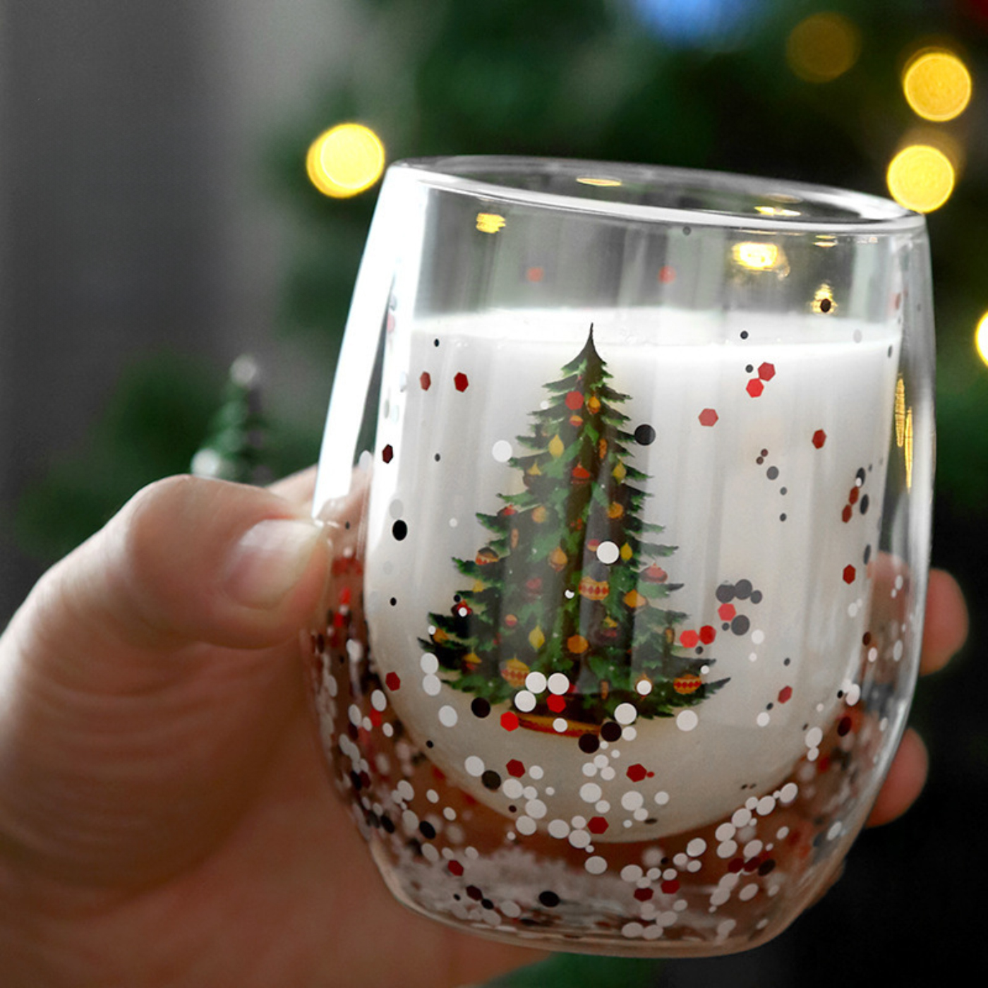 Double Wall Christmas Glass Mug1