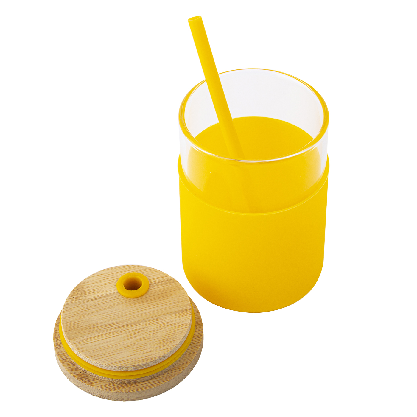 12 oz. Bamboo Lid Glass Tumbler With Silicone Sleeve2