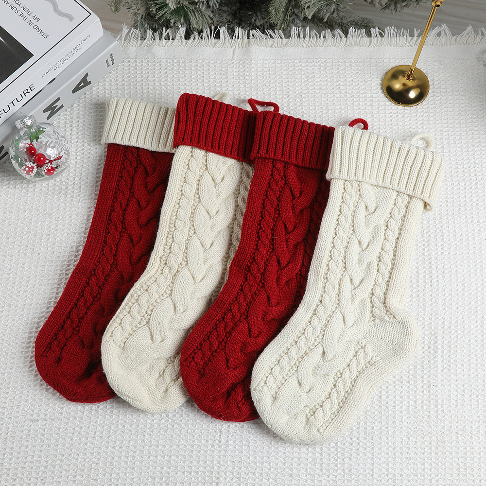 Large Size Cable Knitted Christmas Stockings1