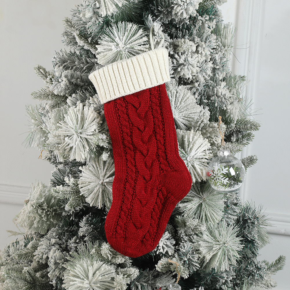 Large Size Cable Knitted Christmas Stockings2