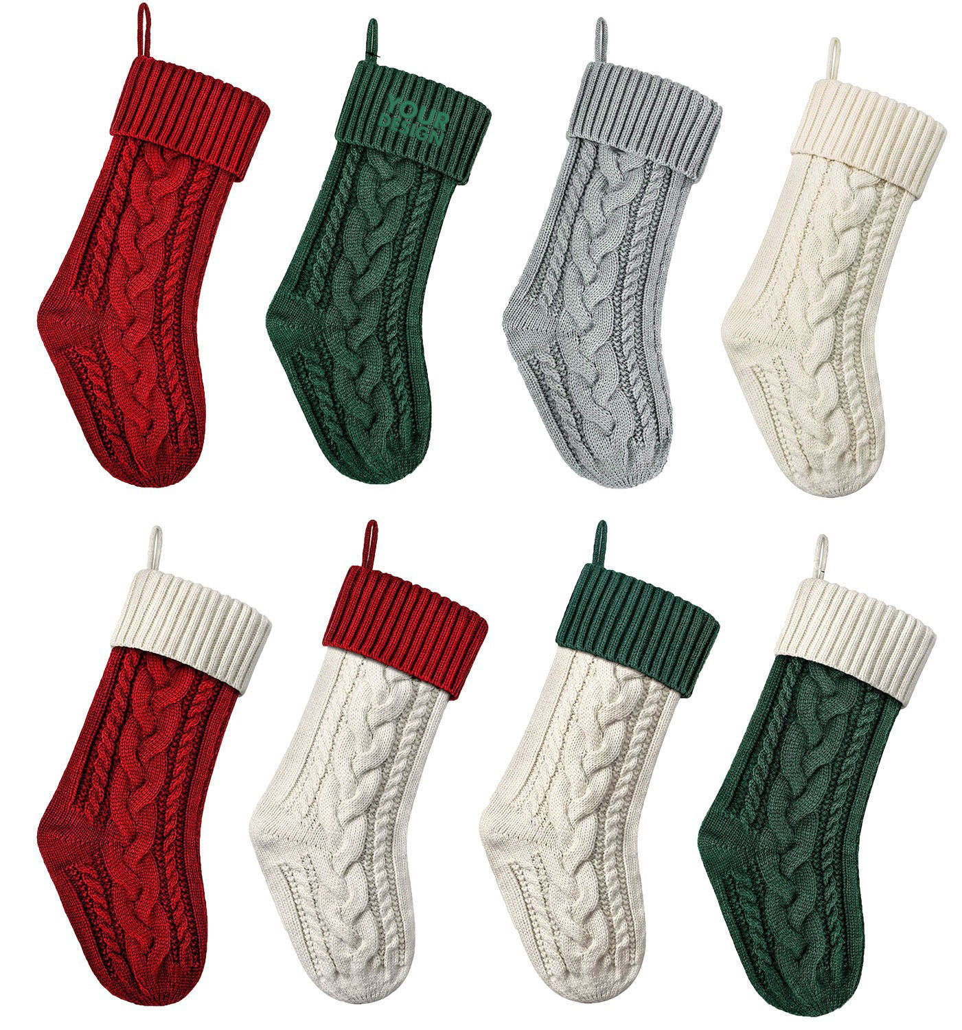 Large Size Cable Knitted Christmas Stockings