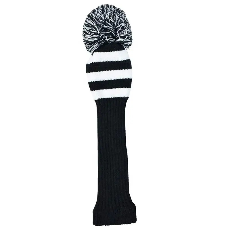 Knitted Golf Club Head Cover Set With Pom1