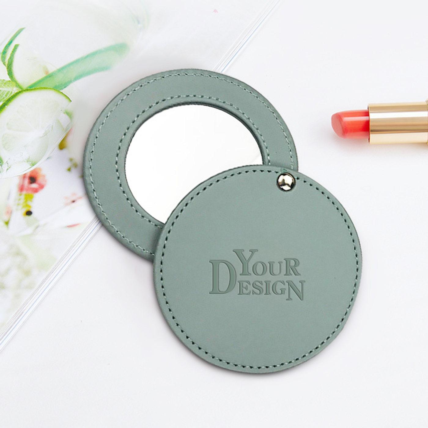 Personalized PU Mirror With Keychain