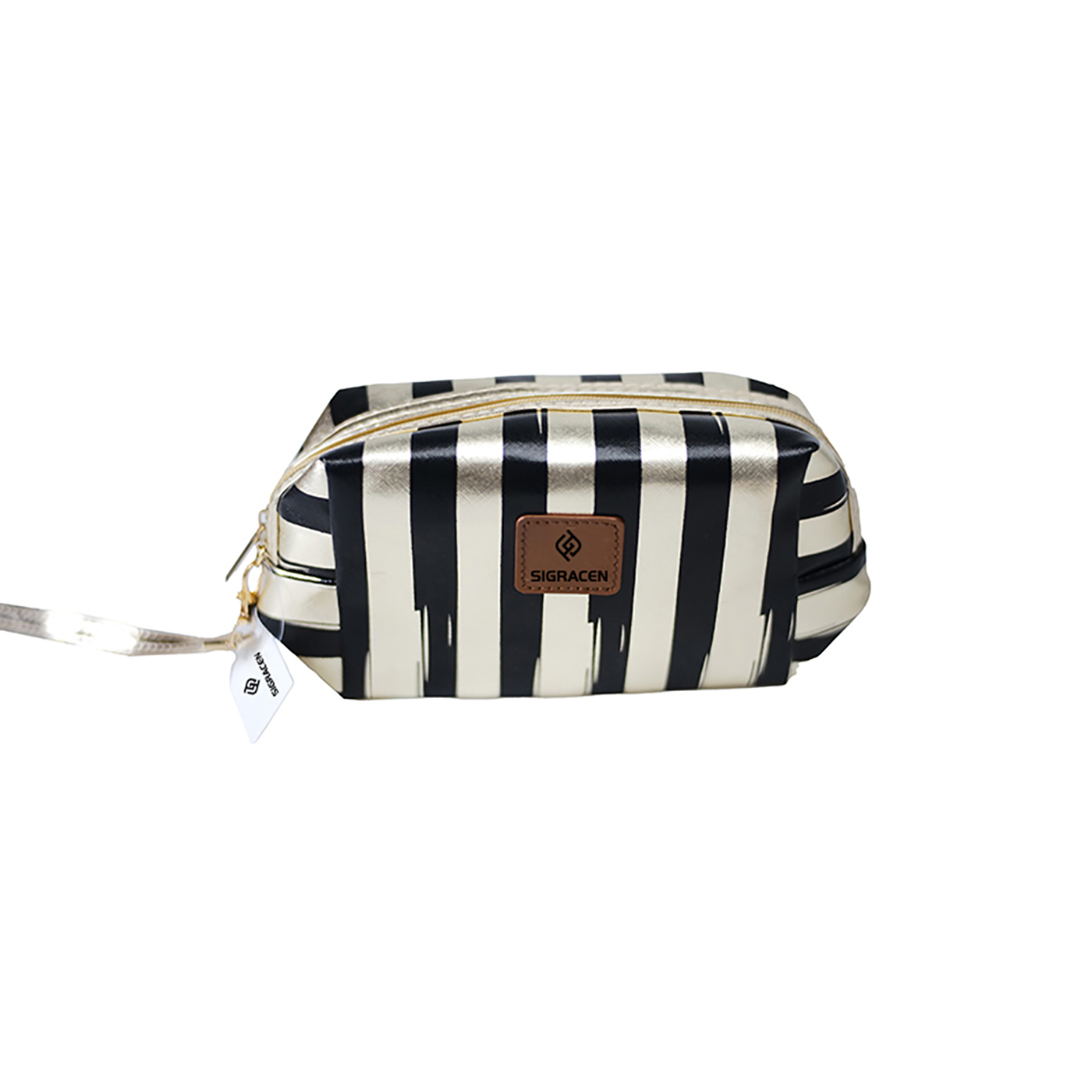 Stripe PU Leather Cosmetic Clutch Bag