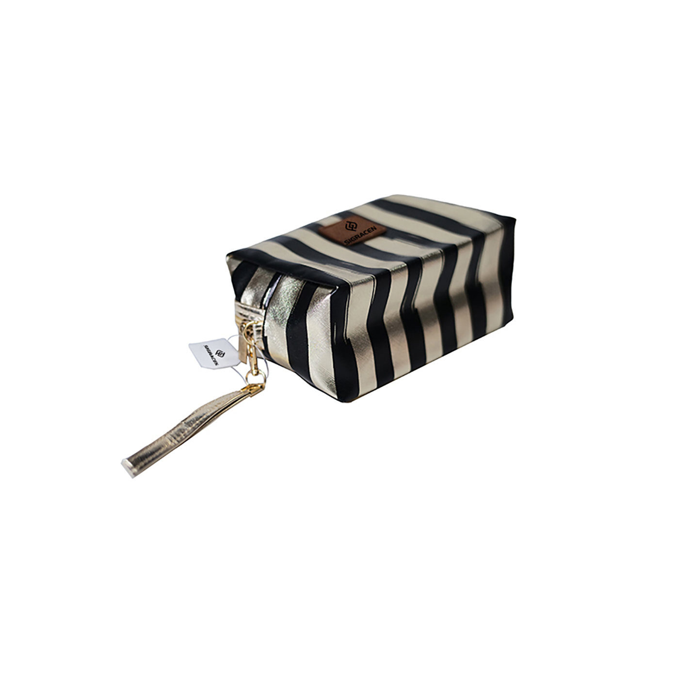 Stripe PU Leather Cosmetic Clutch Bag1