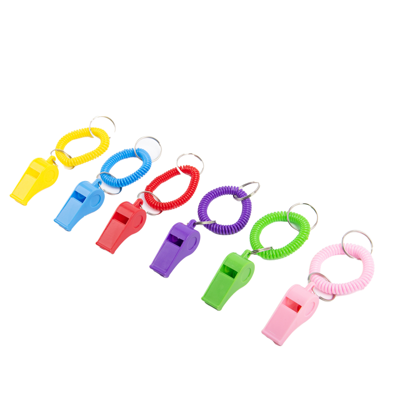 Personalized Colored Plastic Whistle Bracelet Keychain