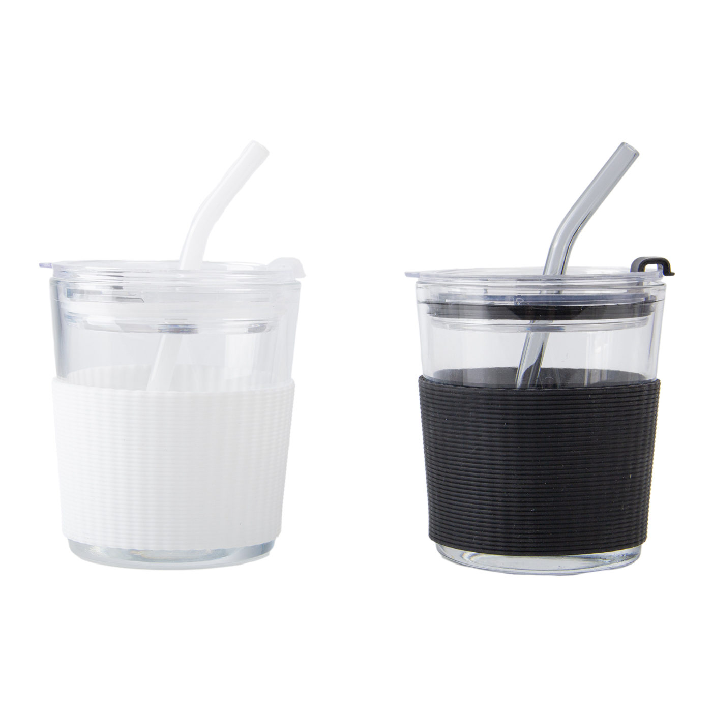 Glass Coffee Cup With Lid And Straw