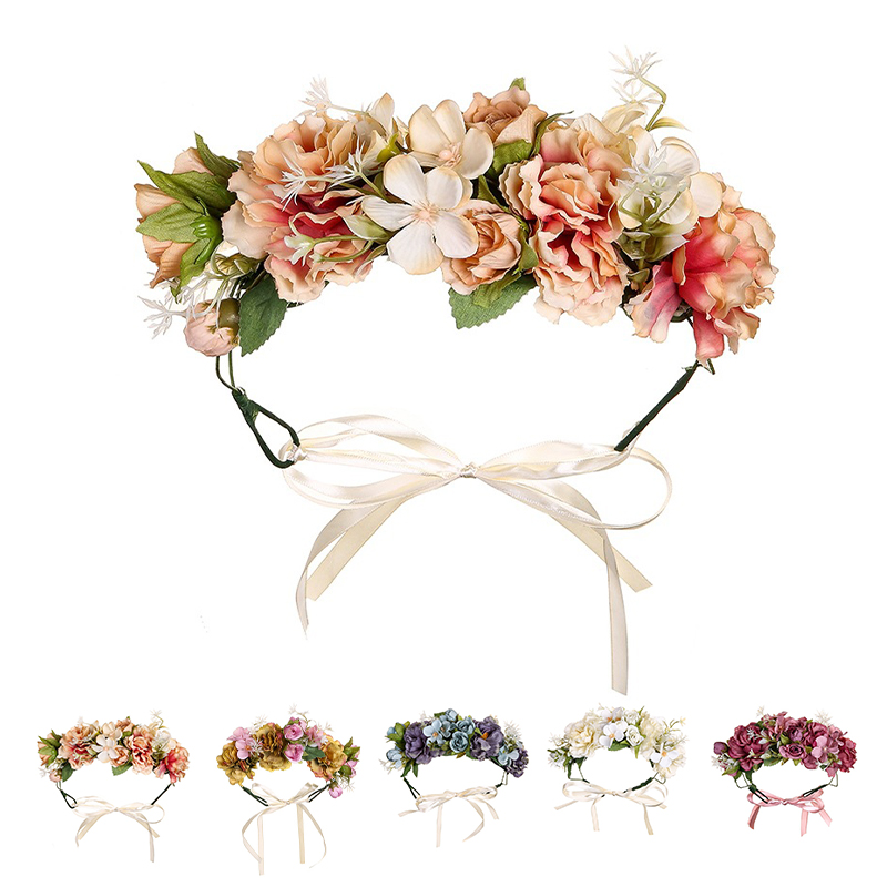 Adjustable Flower Wreath Headband