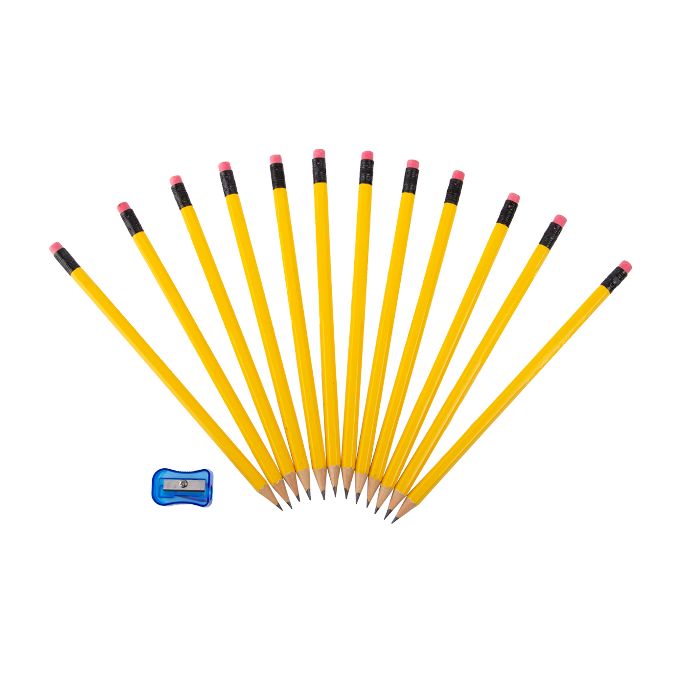 12pcs Custom Yellow Wooden Pencil With Sharpener