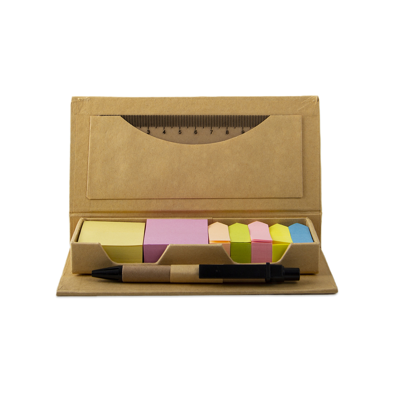 Sticky Note Kraft Paper Box With Ruler And Pen